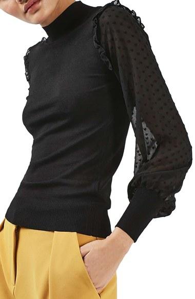 Women's Topshop Chiffon Sleeve Sweater