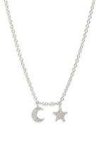 Women's Meira T Moon And Star Diamond Pave Charm Necklace