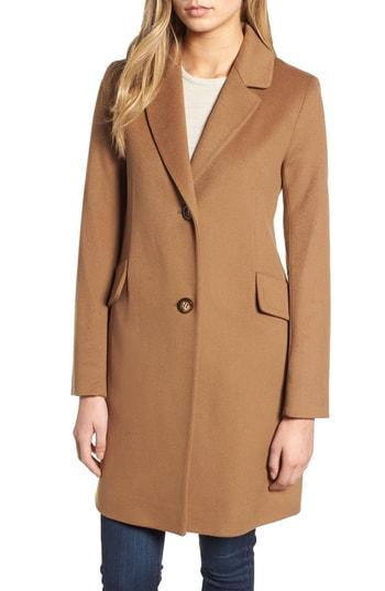 Women's Fleurette Notch Collar Wool Coat - Brown