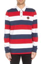 Men's Vans Rugvee Long Sleeve Striped Polo, Size - Red