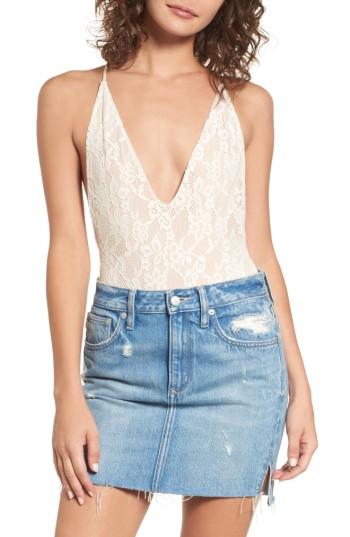 Women's Lovers + Friends Lace Thong Bodysuit - Ivory