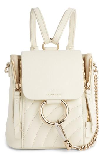 Chloe Faye Quilted Leather Backpack - White