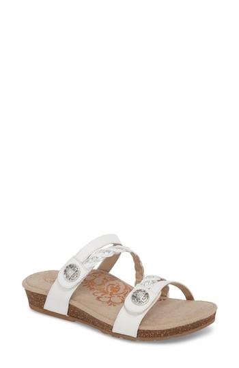 Women's Aetrex Janey Braided Slide Sandal .5 M - White