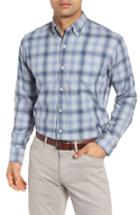 Men's Peter Millar Mountain Fog Plaid Sport Shirt - Blue