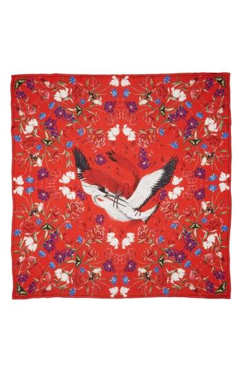 Women's Alexander Mcqueen Mythical Creature Silk Shawl, Size - Red