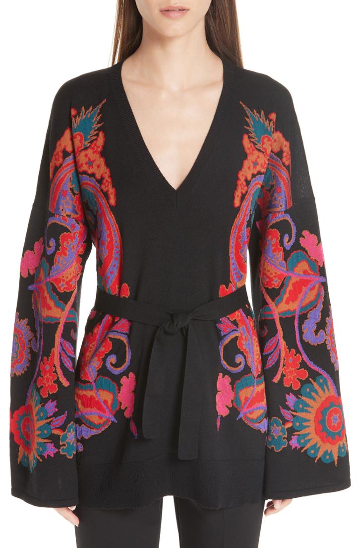 Women's Etro Paisley Jacquard Sweater Us / 42 It - Black