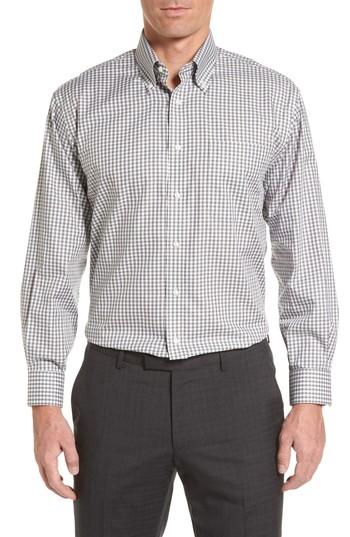 Men's Nordstrom Men's Shop Classic Fit Non-iron Gingham Dress Shirt .5 - 36 - Grey (online Only)