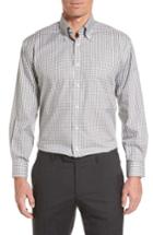 Men's Nordstrom Men's Shop Classic Fit Non-iron Gingham Dress Shirt .5 - 36 - Grey (online Only)