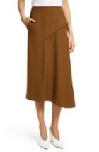 Women's Tibi Draped Twill Skirt - Brown