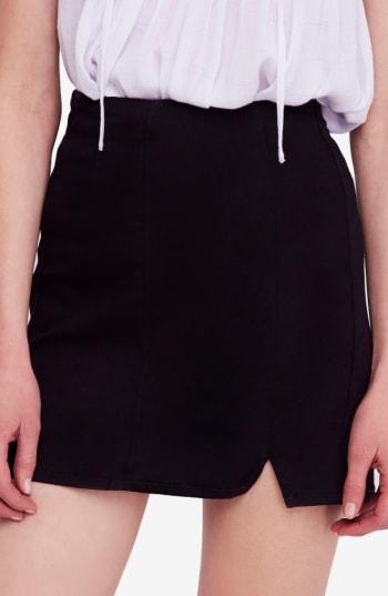 Women's Free People Femme Fatal Denim Miniskirt - Black