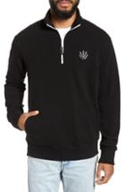 Men's Rag & Bone Pique Quarter Zip Pullover, Size - Black