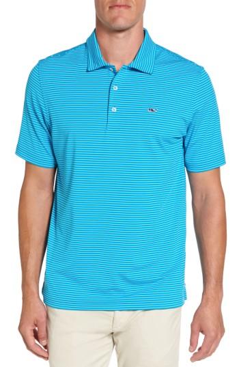 Men's Vineyard Vines 'wilson' Stripe Jersey Polo, Size - Blue