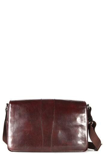 Men's Bosca Leather Messenger Bag - Brown