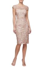 Women's Alex Evenings Sequin Lace Cocktail Dress - Pink