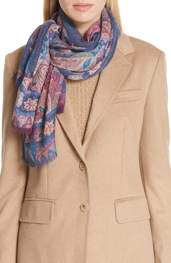 Women's Etro Border Print Scarf, Size - Pink