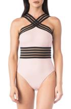 Women's Kenneth Cole New York Stompin In My Stilettos High Neck One-piece Swimsuit - Coral