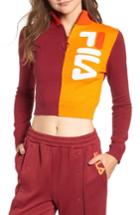 Women's Fila Fabiana Half Zip Crop Sweater - Burgundy