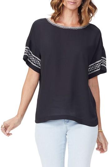 Women's Nydj Embroidered Tee - Black