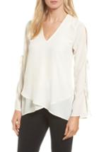 Women's Karen Kane Tie Sleeve Faux Wrap Top - Ivory