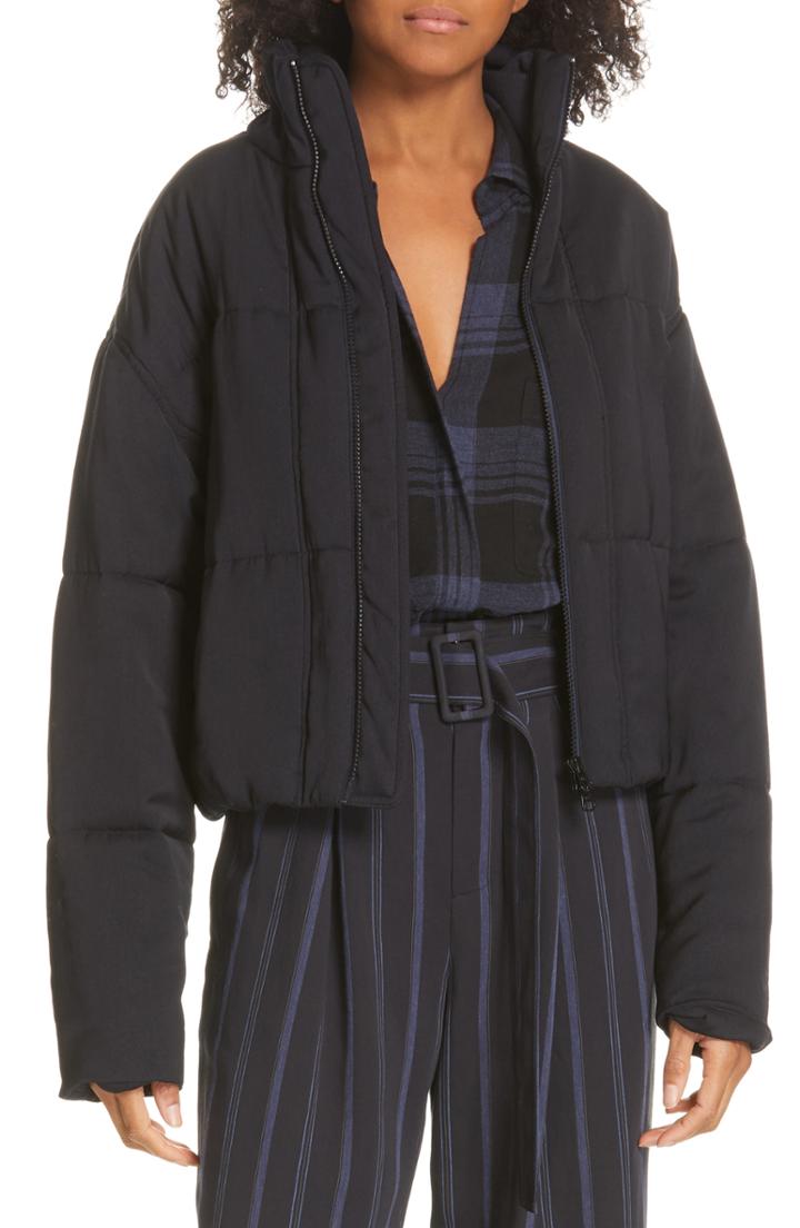 Women's Vince Soft Baffle Quilted Bomber Jacket - Blue