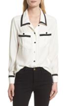 Women's Frame Piped Double Pocket Silk Shirt