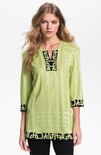 Ming Wang Three Quarter Sleeve Tunic Sweet Pea/ Black Small