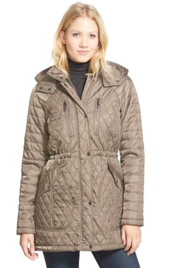 Women's Vince Camuto Detachable Hood Quilted Anorak - Brown