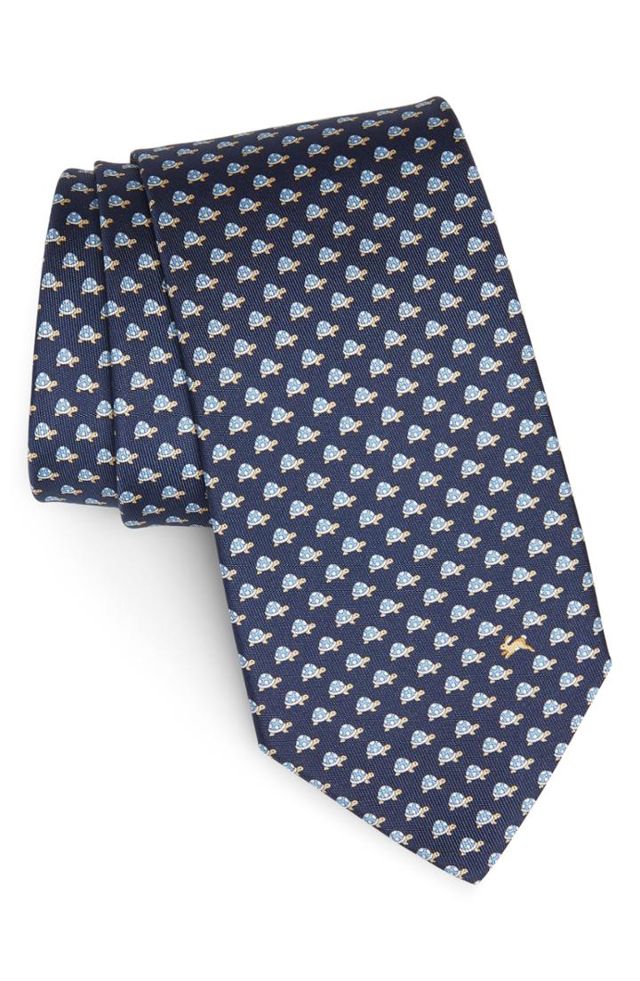 Men's Salvatore Ferragamo Gaudio Print Silk Tie, Size - Blue