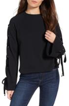 Women's Bp. Lace-up Sleeve Pullover - Black