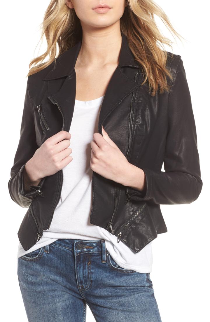Women's Blanknyc Faux Leather Moto Jacket, Size - Beige
