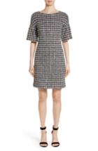 Women's St. John Collection Metallic Tweed Bell Sleeve Dress - Black