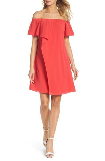 Women's Adrianna Papell Off The Shoulder Crepe Dress - Red