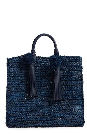 Loeffler Randall Straw Travel Tote - Blue