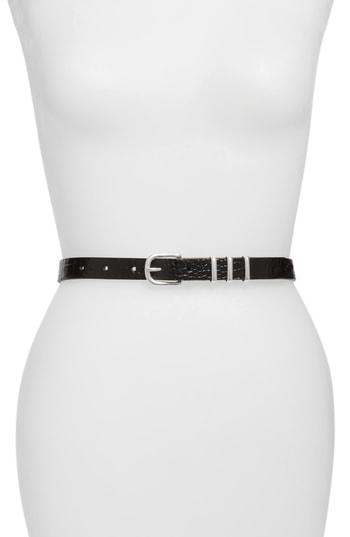 Women's Rag & Bone Jet Leather Belt - Black Crocco