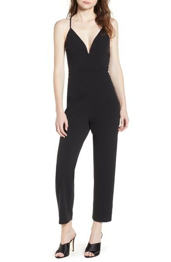 Women's Love, Nicki Lew Lace Detail Jumpsuit - Black