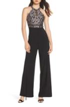 Women's Morgan & Co. Embroidered Lace Jumpsuit - Black