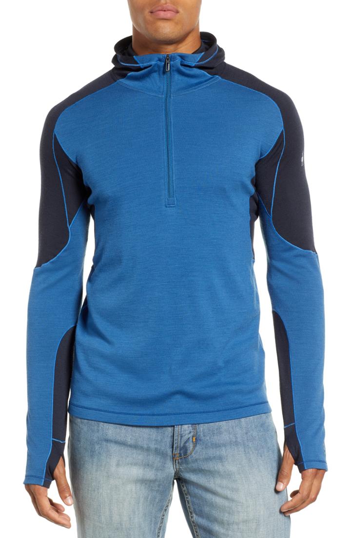 Men's Smartwool Phd Light Merino Wool Blend Hooded Pullover - Blue