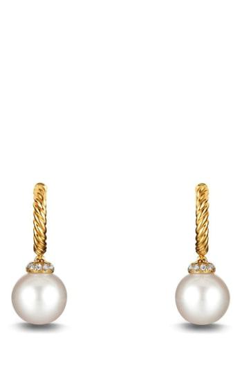 Women's David Yurman 'solari' Hoop Earring With Diamonds And Pearls In 18k Gold