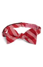Men's Vineyard Vines Whale Stripe Silk Bow Tie, Size - Red