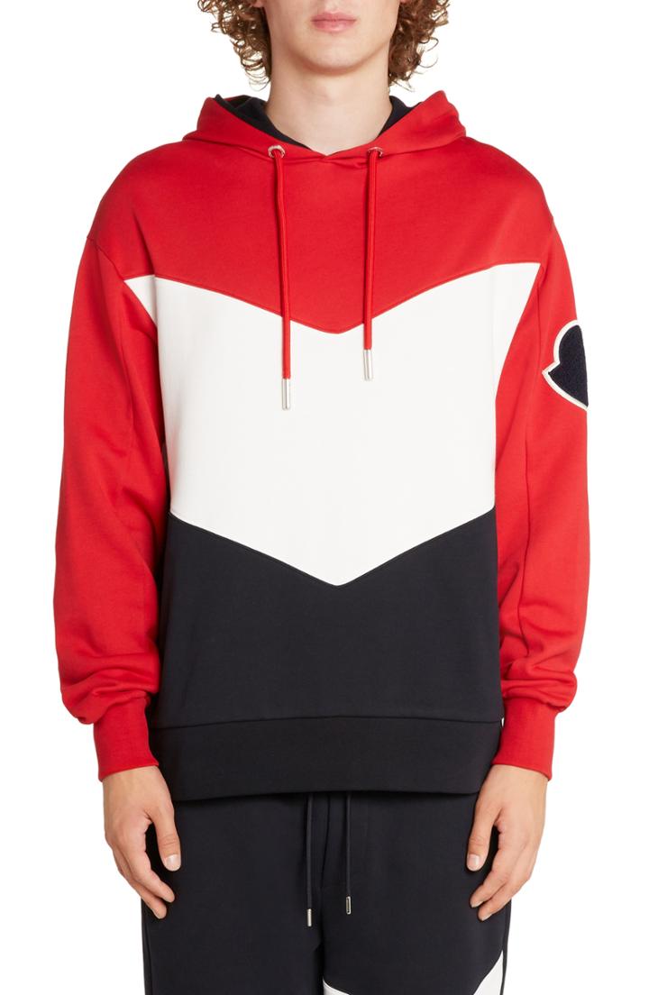 Men's Moncler Colorblock Hooded Sweatshirt - Blue