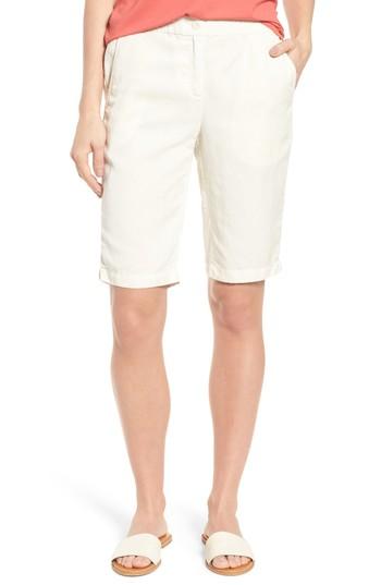 Women's Eileen Fisher Tencel & Linen Bermuda Shotrts - White