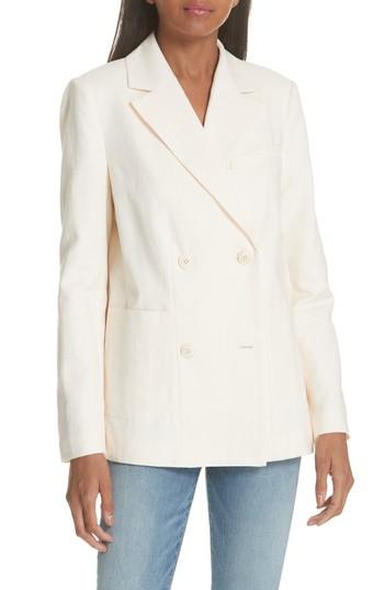 Women's Frame Double Breasted Linen Blend Blazer - Ivory