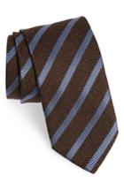 Men's Eton Stripe Cotton Blend Tie, Size - Brown