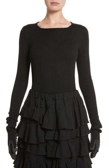 Women's Comme Des Garcons Wool Sweater With Rubber Gloves - Black