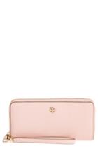 Women's Tory Burch 'perry' Leather Zip Continental Wallet - Pink