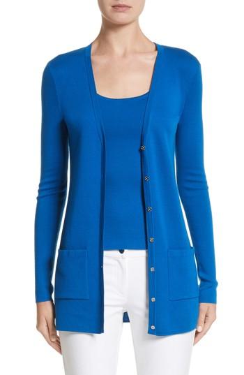 Women's Michael Kors Long Cashmere Cardigan - Blue