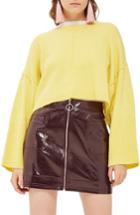Women's Topshop Wide Sleeve Crop Sweater Us (fits Like 0-2) - Yellow