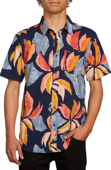 Men's Volcom Garden Floral Woven Shirt - Blue