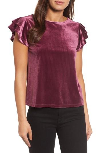 Women's Halogen Flutter Sleeve Velvet Top