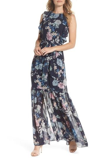 Women's Vince Camuto Ruffle Chiffon Maxi Dress - Blue